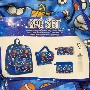 Kids Backpack 6pc Set - Sports (NWT!)